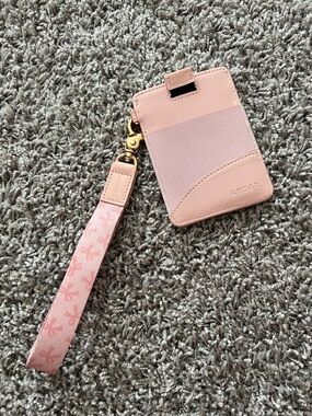 Andar Pink Card Holder Lanyard with Gold Hardware